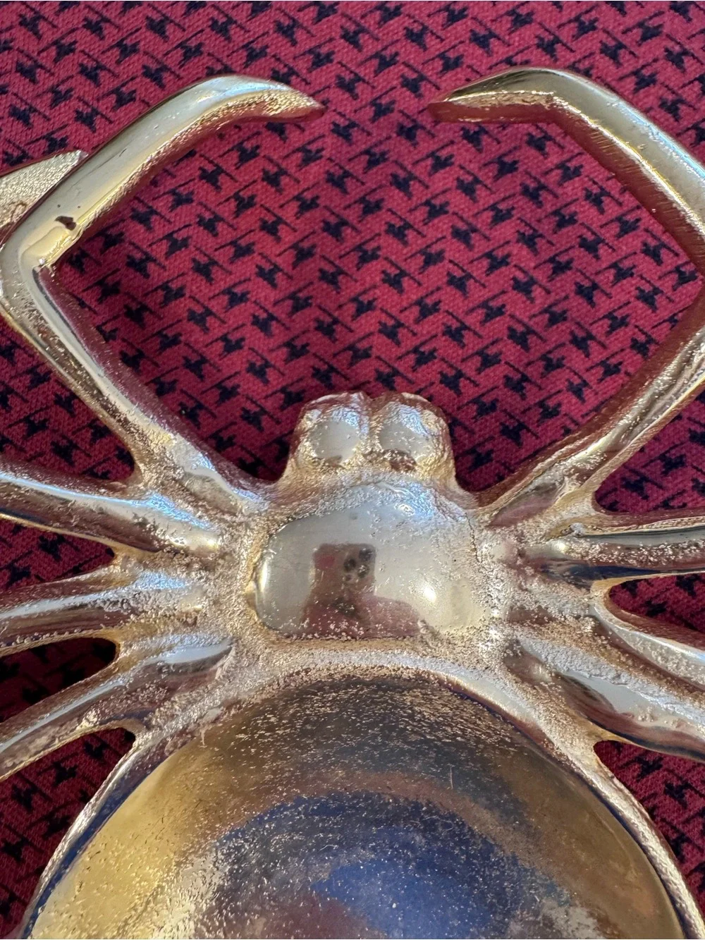 Gold Spider Trinket Dish Catchall Bowl Halloween Gothic Decor Large Maximalist